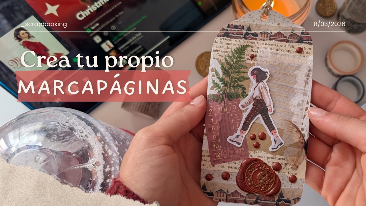 Cómo hacer un marcapáginas navideño | Scrapbooking aesthetic