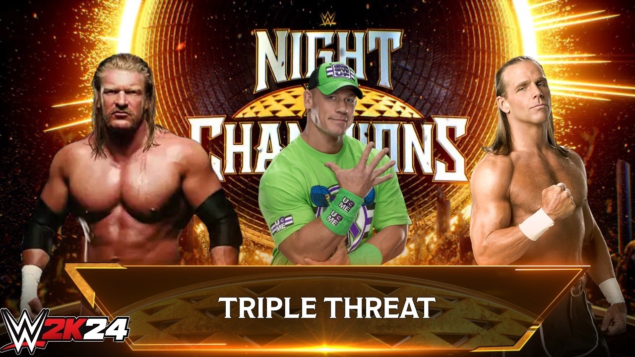 Full Match - Triple H vs JohnCena vs Shawn: Triple Threat Match at Night Of Champions | WWE 2k24 