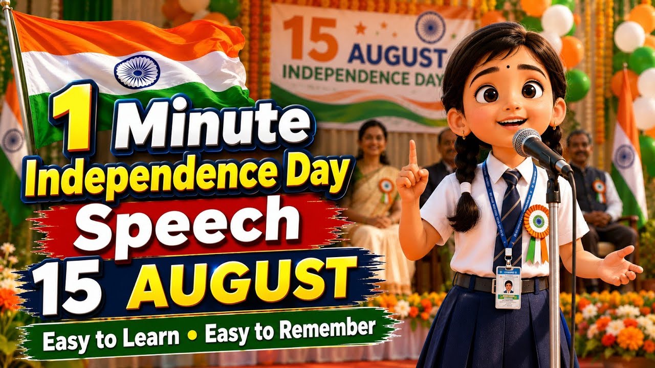 1 Minute Independence Day Speech in English | Easy Speech for Kids | 15 August Speech 2026