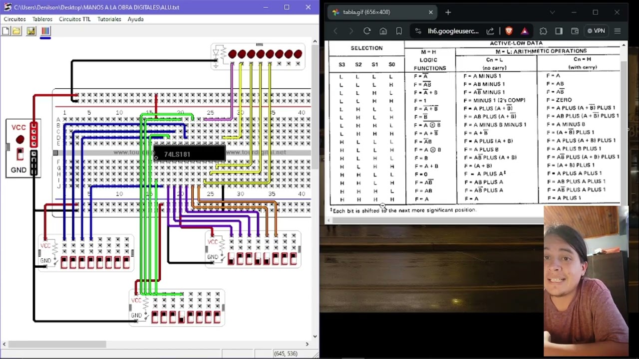 Simulacion de  los circuitos integrados  74LS85 Comparador de Magnitud 4 bits, 74LS83A Sumador 4 bit