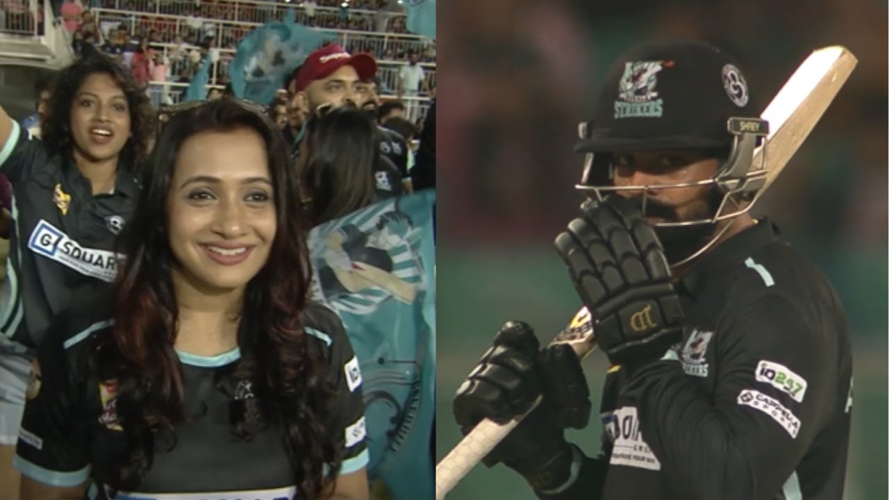Kerala Strikers supporters cheering Arjun Nandakumar for his power hitting vs Mumbai Heroes | CCL