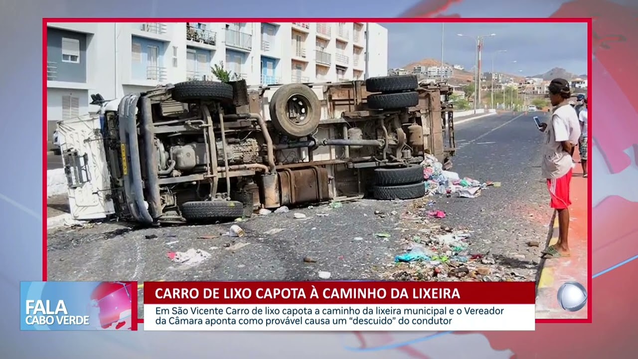 Carro de lixo capota a caminho da lixeira | Fala CV