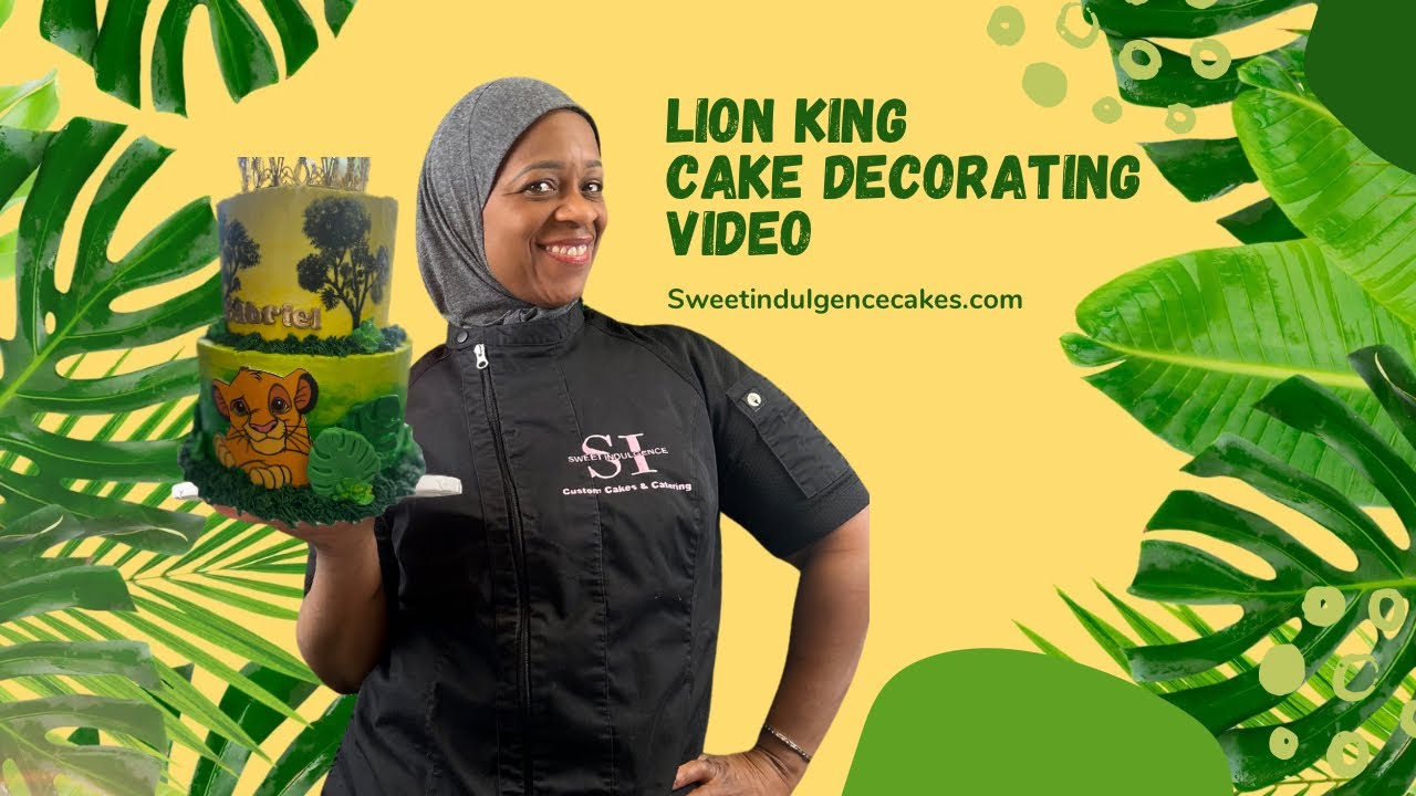 Украшение торта «Король Лев» с помощью расписанного вручную дизайна
