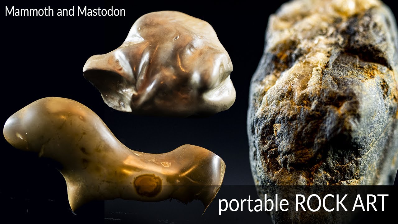 Portable Rock Art.  Ancient Mammoth and Mastodon rock carvings from West Michigan