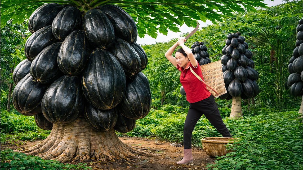 Harvesting Dark Papayas | Flash-Freezing Papaya Salad into Jelly—Sold Out Fast at the Village Market