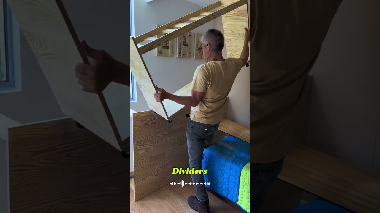 Невиданная ранее идея для экономии места #Деревообработка #СкрытоеХранение #ДизайнКровать #УмныйД...