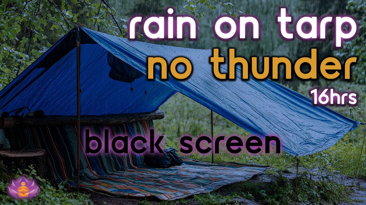 [Black Screen] Rain on Tarp No Thunder | Rain Ambience | Rain Sounds for Sleeping