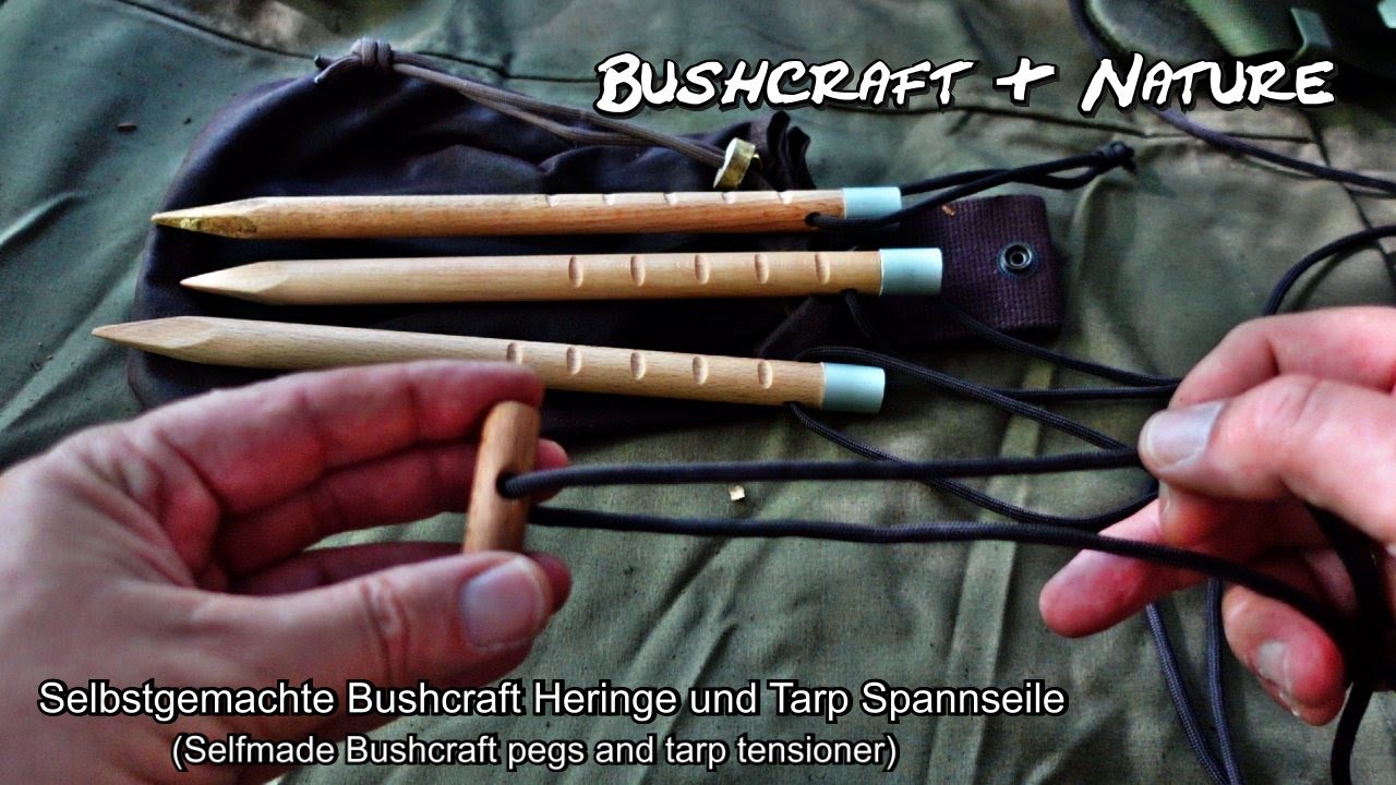 Bushcraft Heringe und Tarp Seilspanner (Bushcraft pegs and tarp rope tensioner)