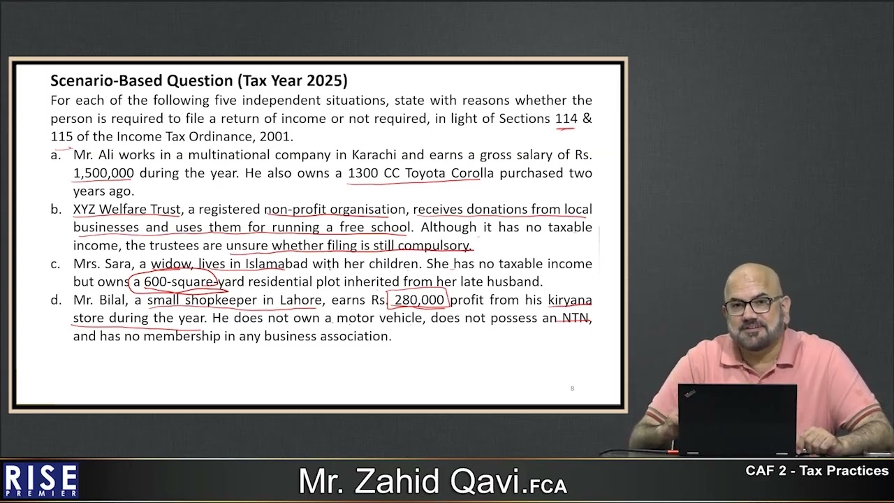 Return assessment and appeal | CAF 2 by Sir Zahid Qavi | Sep 2025