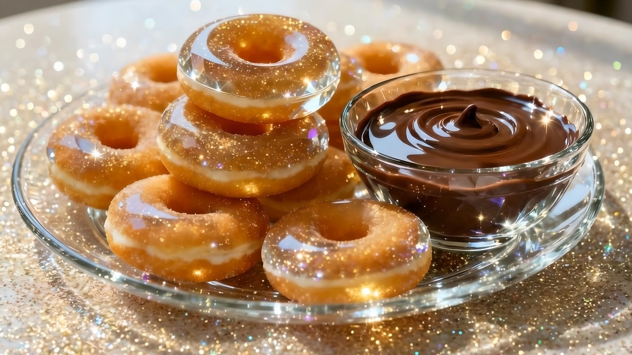 🍩 Glass Food ASMR: Donuts | Deep Fry Sounds, Chocolate Coating, Crunchy Bite