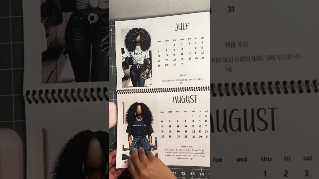 Custom Black Girl Calendar. #customstationery #stationerydesign #stationeryshopbusiness #scriptures