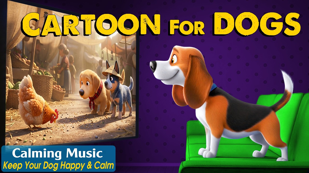 Dog Cartoon: All&ndash;Day DOG TV for Dogs to Watch Home Alone - Relaxing Videos & Calming Music for Dogs