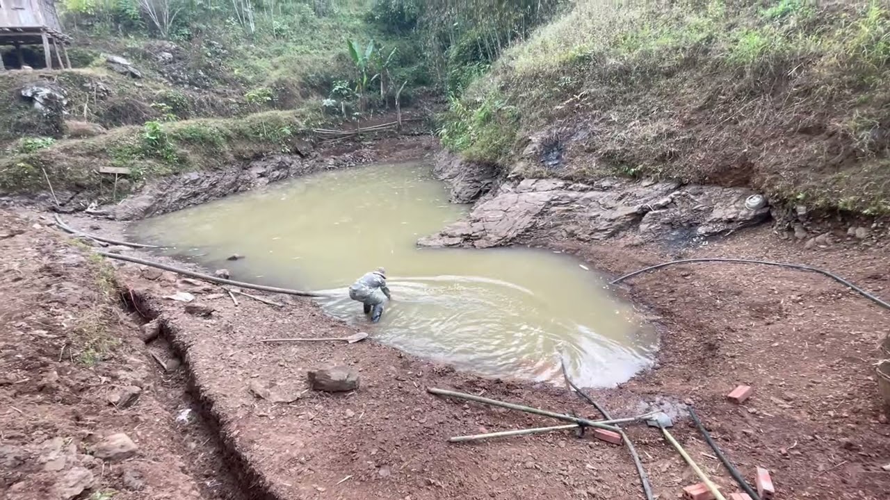 Build a fish pond on a farm far from home.