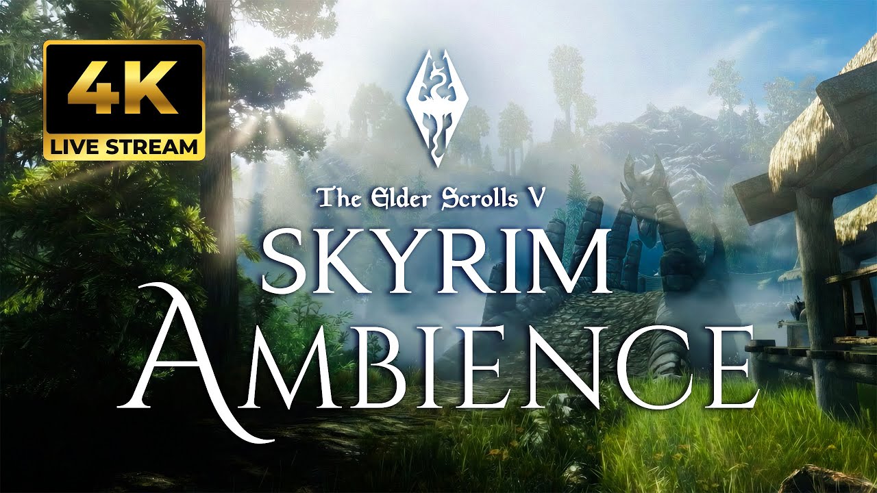 🌲 Skyrim Forest Ambience &ndash; Waterfall Sounds &ndash; Relaxing 4K Atmosphere (No Ads, Deep Sleep Music)