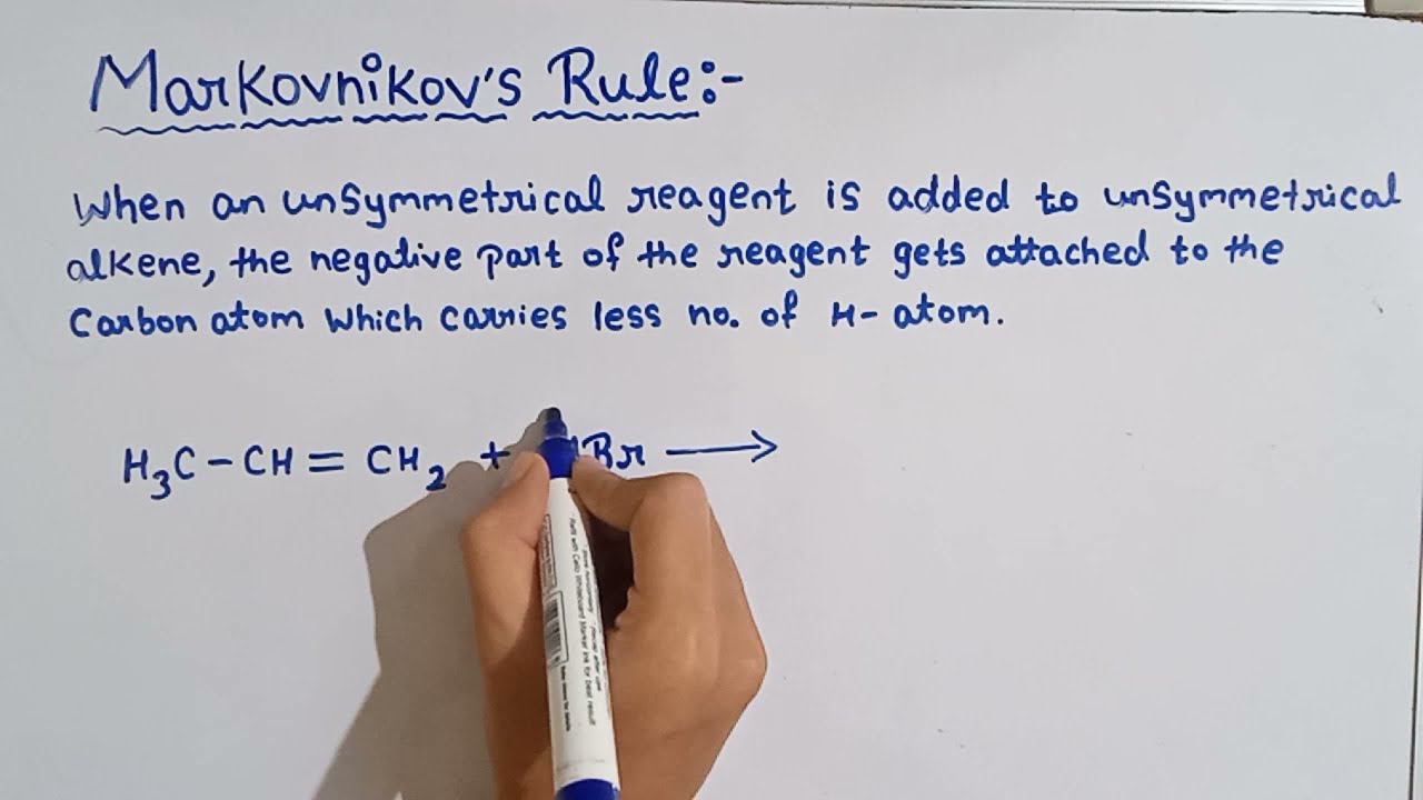 Markovnnikov's rule ||class 11|| organic chemistry