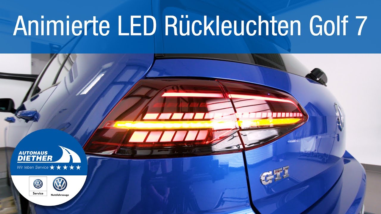 Animierte LED Rückleuchten an einem normalen VW Golf 7 VII