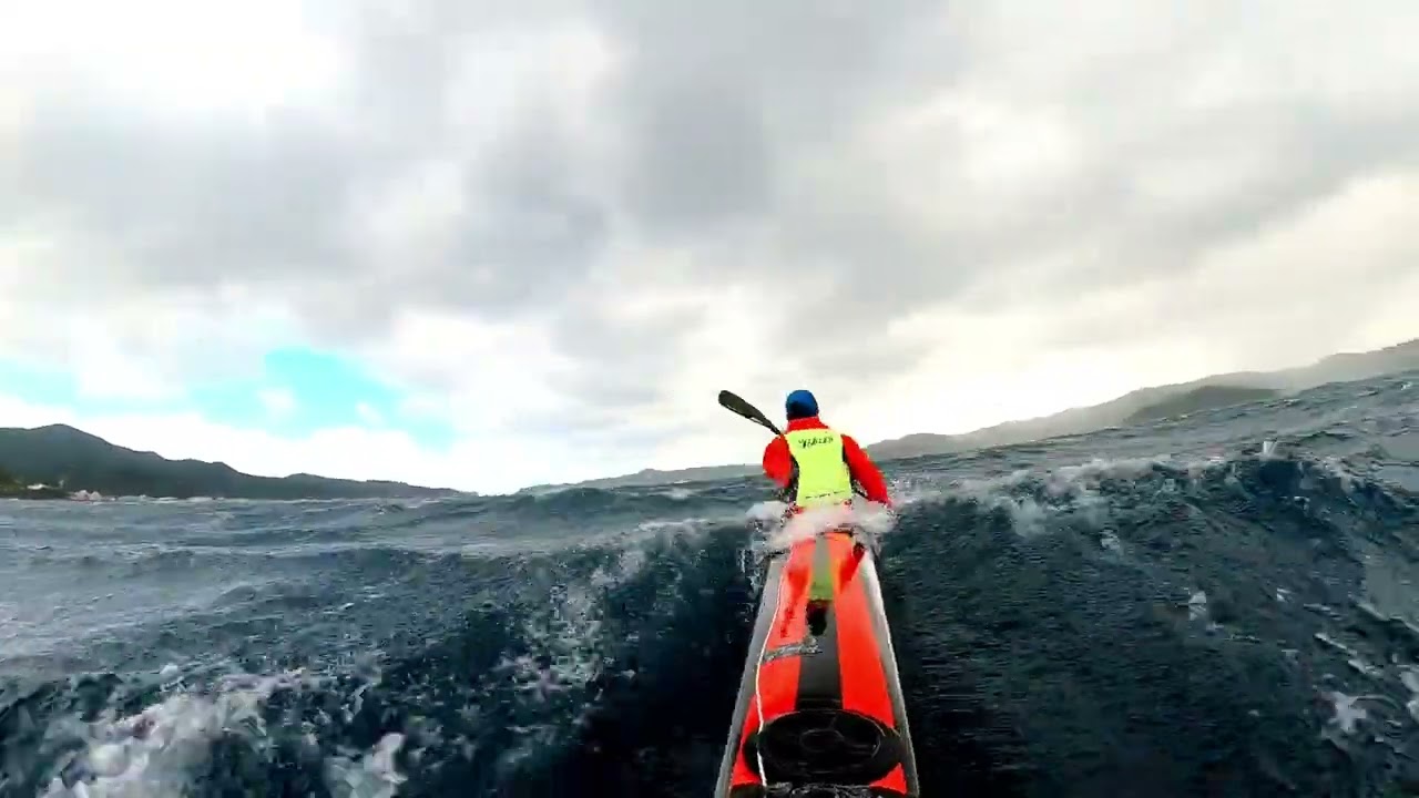 surfski downwind.I brightened up the video.#gopro #gopromax #kayak