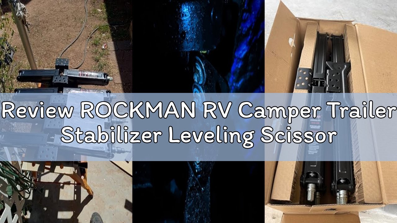 Review ROCKMAN RV Camper Trailer Stabilizer Leveling Scissor Jacks w/Socket & Level 24" 5000lbs Set