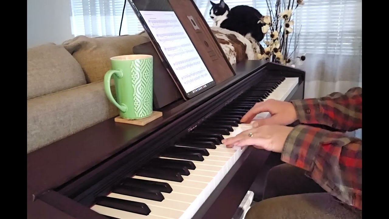 Saturday morning piano with coffee and a kitty. Excerpt from Michele McLaughlin's 
