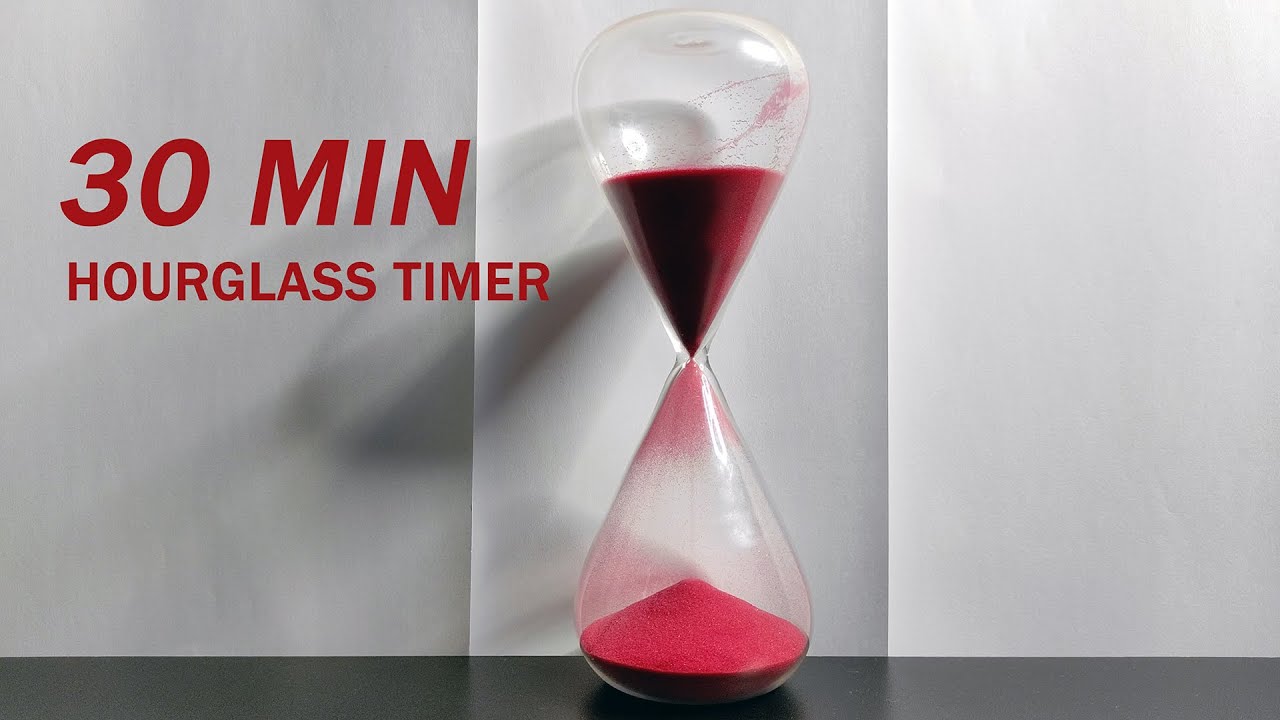 30 Minutes Timer | Hourglass With Digital Timer. ASMR Sand Sounds, No Music
