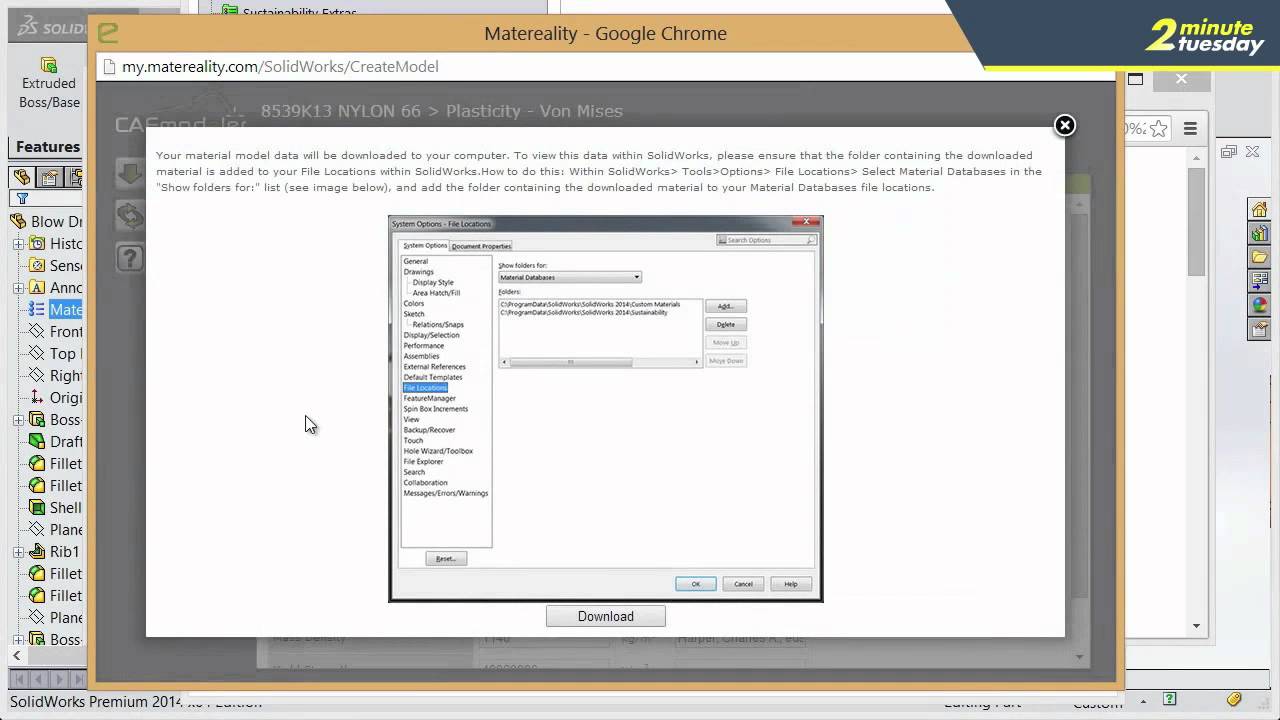 SolidWorks 2014 Resource Materiality - Cimquest 2 Minute Tuesday