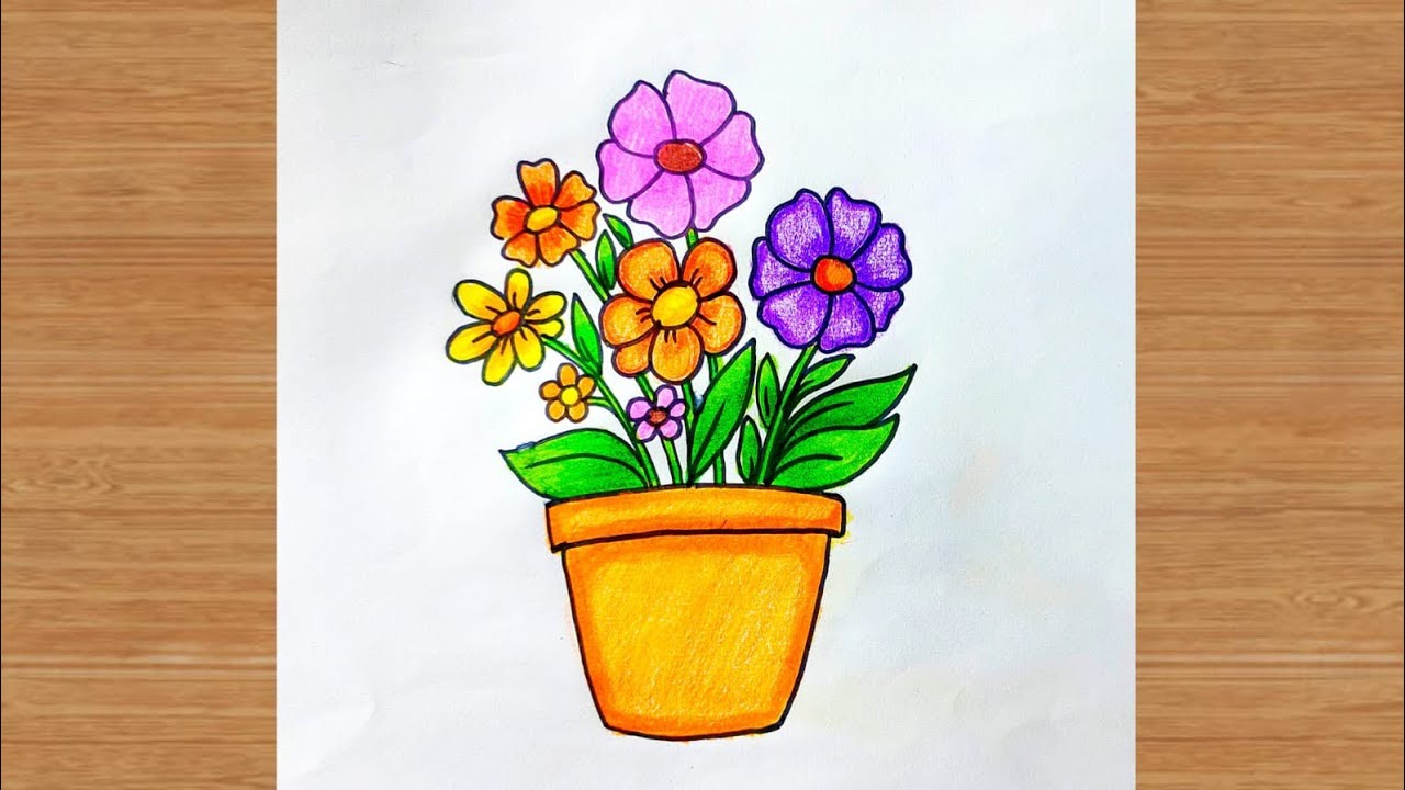How To Draw A Flower Pot Easy | Step By Step For Beginners | Koala Bear Tutorial | Art Is My Soul🤗