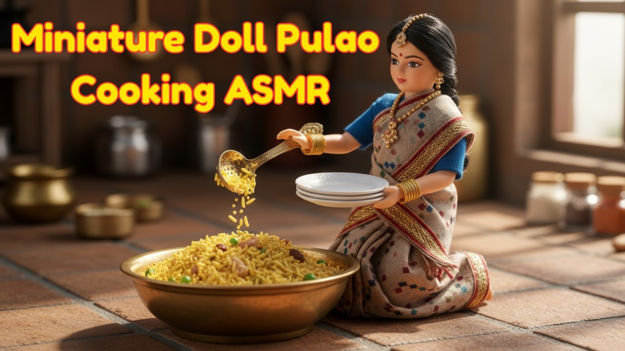Miniature Doll Festival Pulao Cooking ASMR. #miniaturecooking #asmr #cartoon #tinykitchen