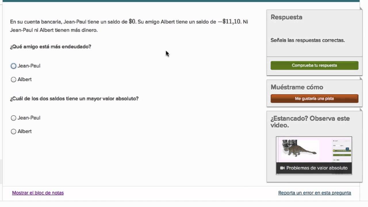 Problemas de valor absoluto. Ejercicio