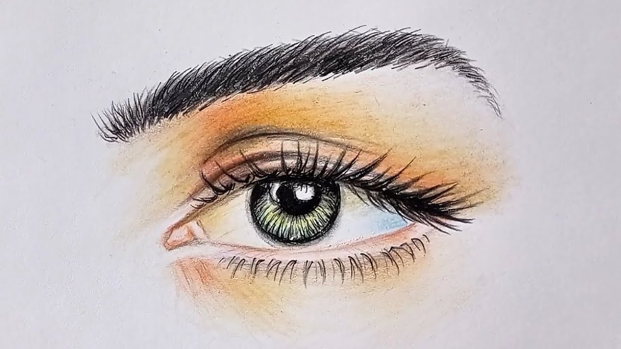 رسم عين بألوان الخشب للمبتدئين  رسم عين خطوة بخطوة بسهولة
