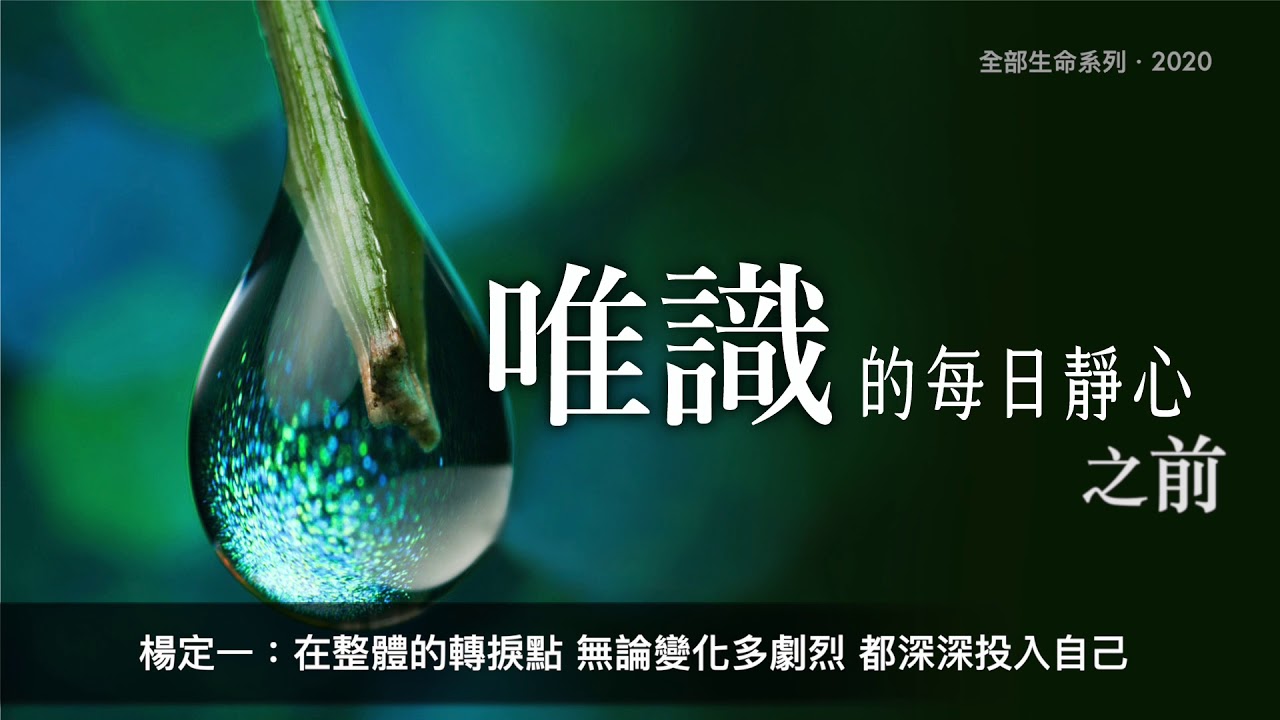 楊定一：在整體的轉捩點，無論變化多劇烈，都深深投入自己－－在唯識的每日靜心之前