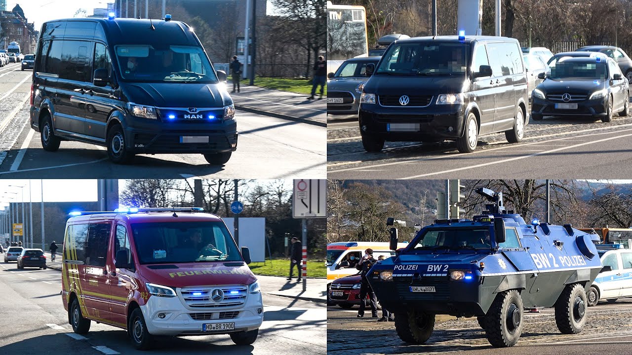 Amoklauf in Heidelberg: Schüsse in Uni-Hörsaal - Einsatzfahrten von SEK, Kripo, Feuerwehr & RD