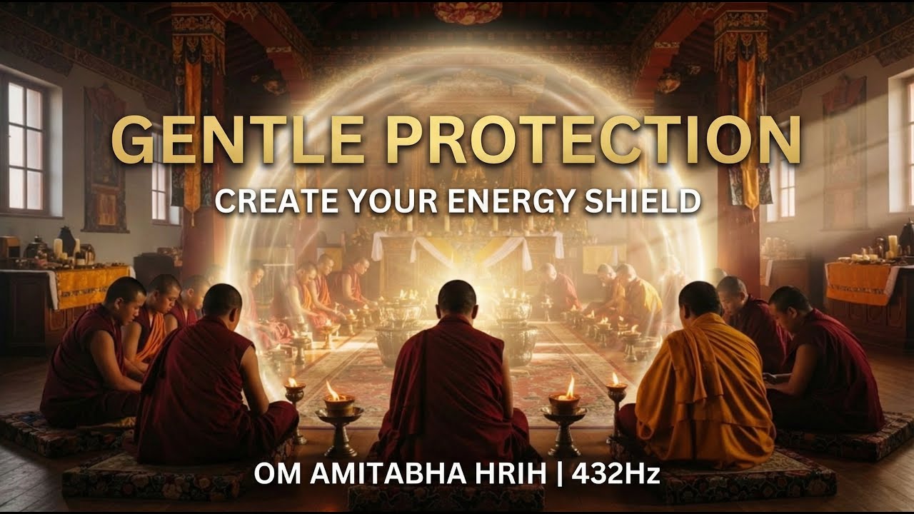 Om Amitabha Hrih 432Hz – Gentle Protection & Deep Purification by Tibetan Monks | Soft Energy Shield