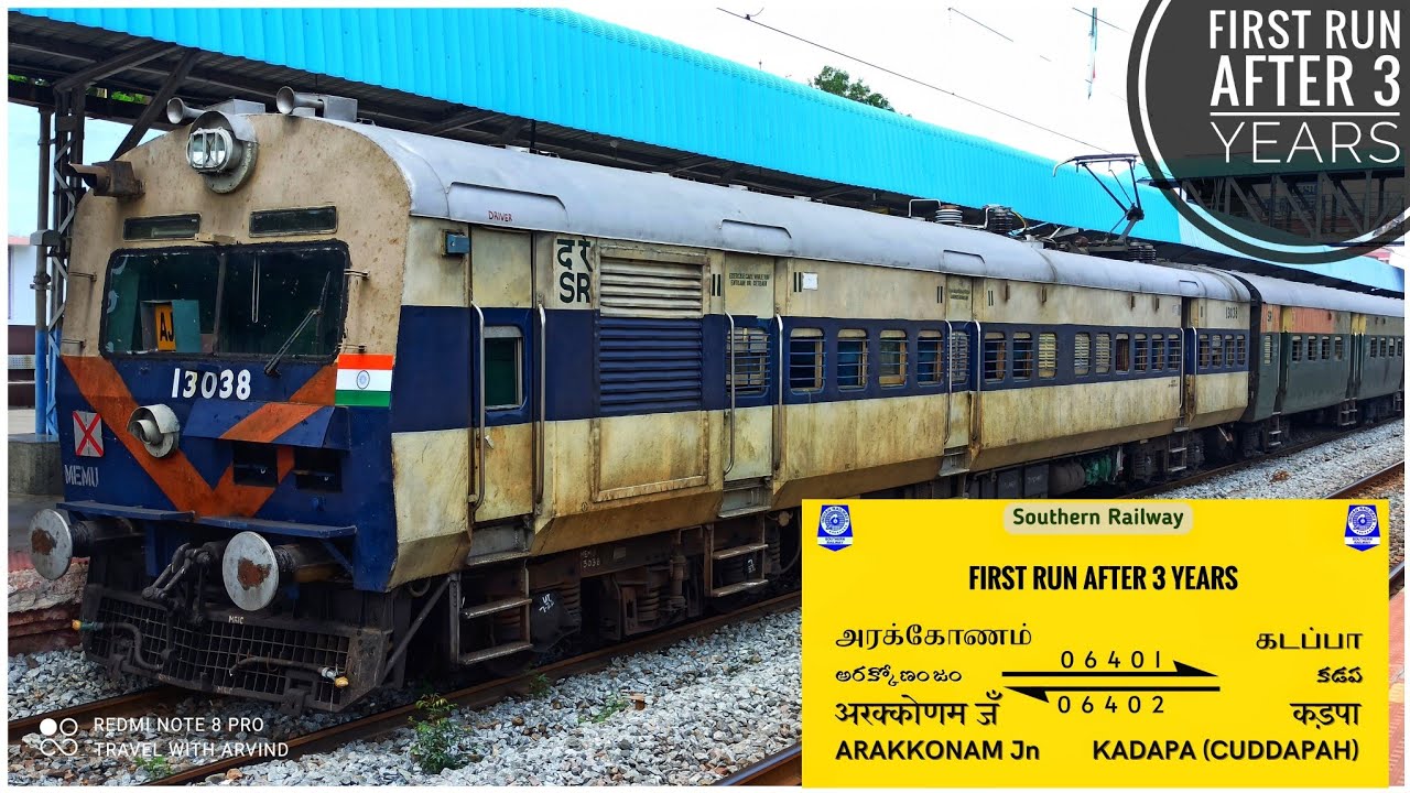 ARAKKONAM - KADAPA MEMU EXPRESS || FIRST RUN AFTER 3 YEARS || SERVICE IS BACK || TAMIL TRAVEL VLOG