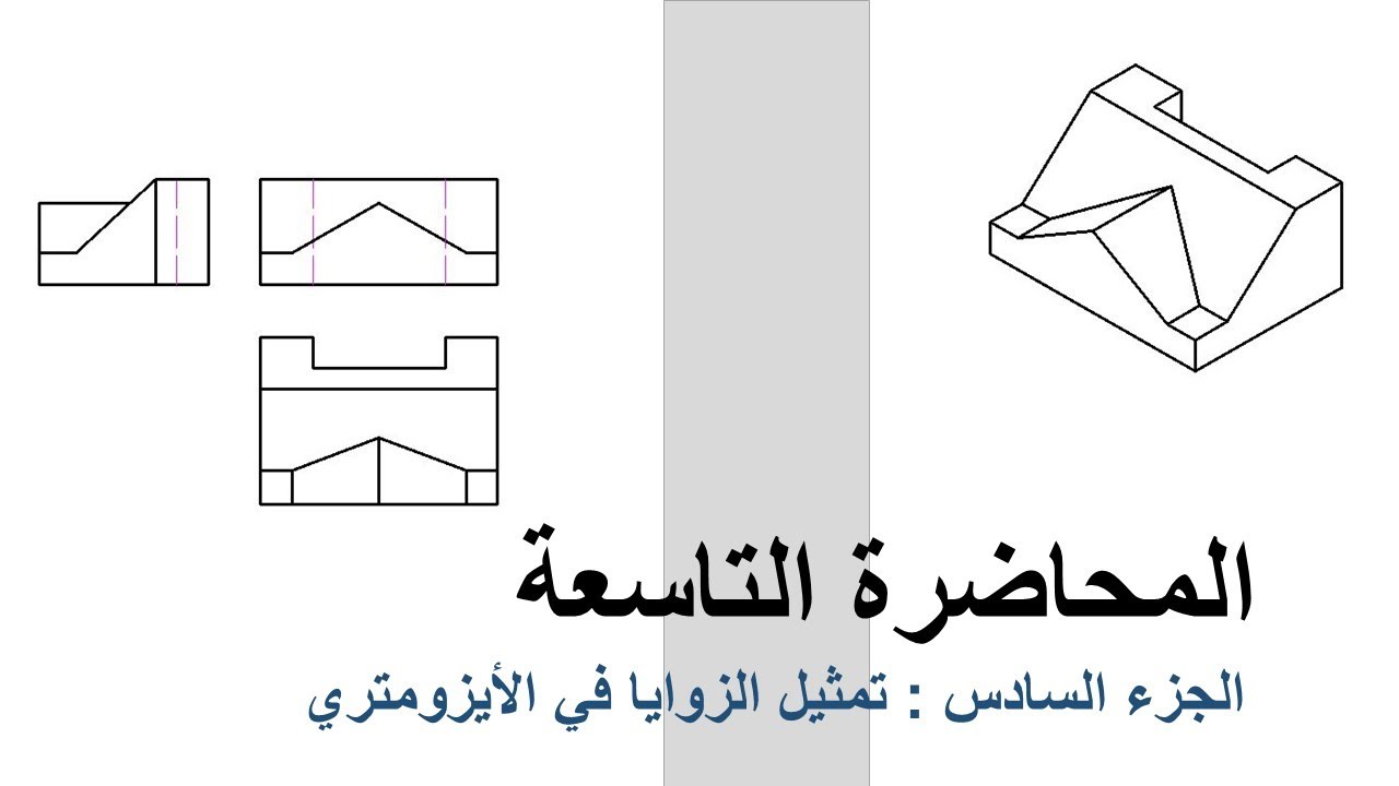 المحاضرة التاسعة : جزء 6 -  مثال عملي لتمثيل الزوايا في الأيزومتري