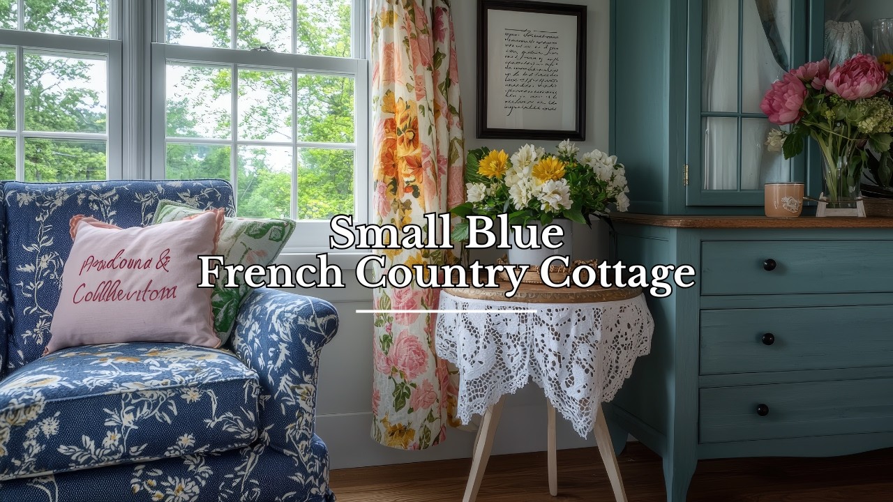 Small Blue French Country Cottage | Cozy Shabby Chic Touches & Rustic Accents