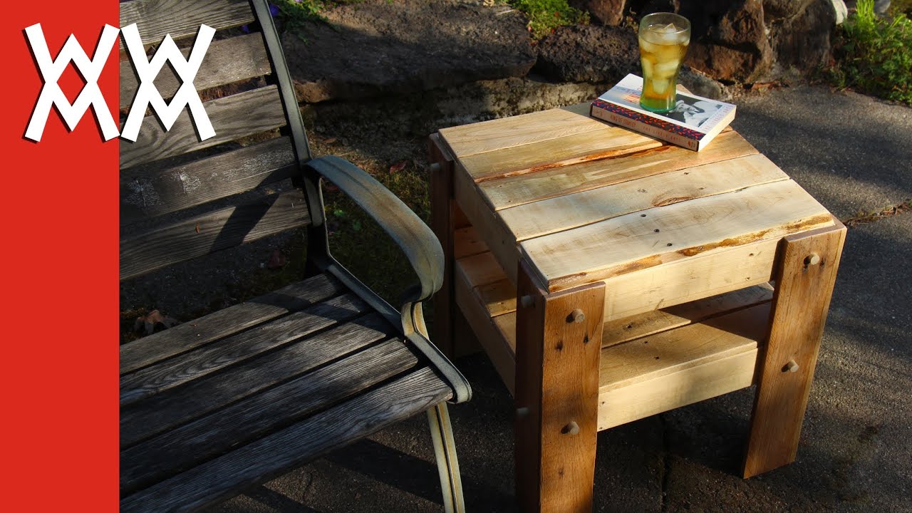 DIY rustic side table made from free pallets.