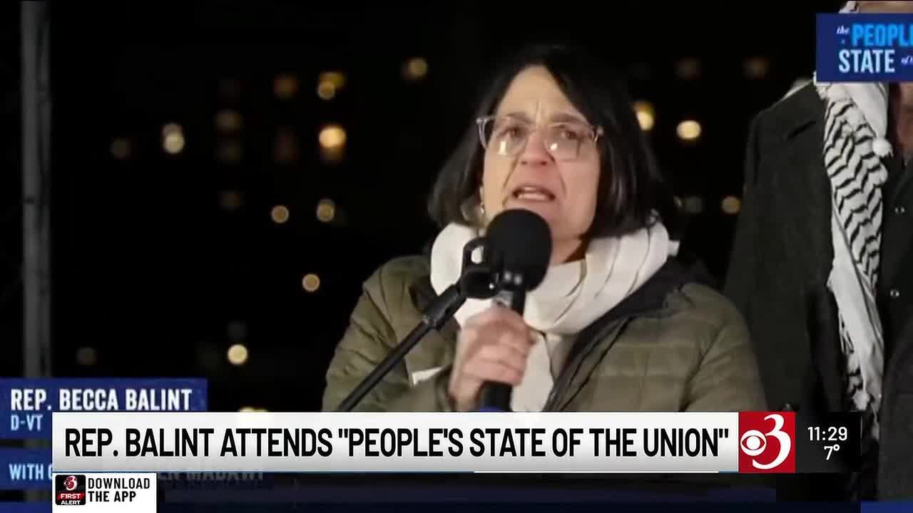 Rep. Becca Balint attends “People’s State of the Union” during Trump’s address to the nation