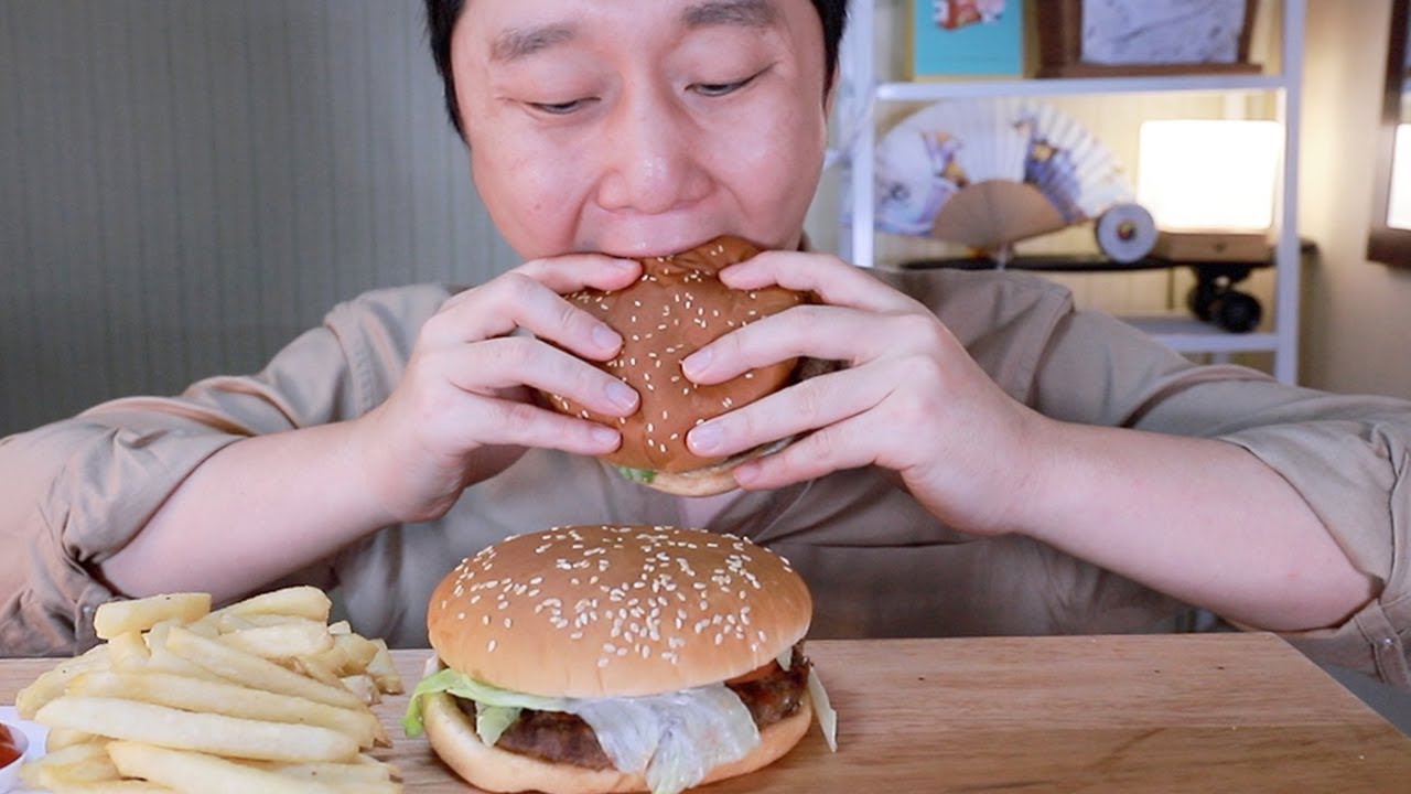 Mukbang 버거킹 와퍼세트 소리 먹방이야 b^^d Burgerking Whopper Meal Eating Sounds 汉堡王 ハンバーガー 汉堡包 ASMR
