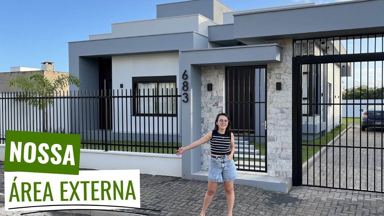 TOUR COMPLETO PELA ÁREA EXTERNA DA NOSSA CASA 🏡✨ Fachada, Muros, Jardim e Iluminação