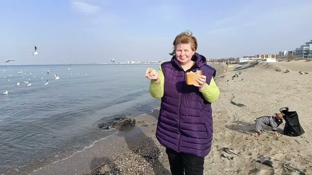 Прогулка на море. Анапку разширили. Кормим птиц. 28.01.2026.