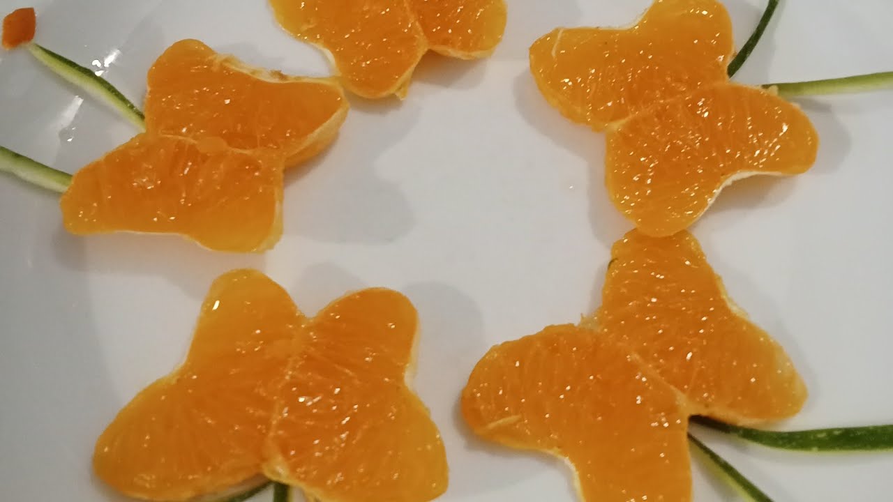 mandarijn fruits carving butterfly #fruits