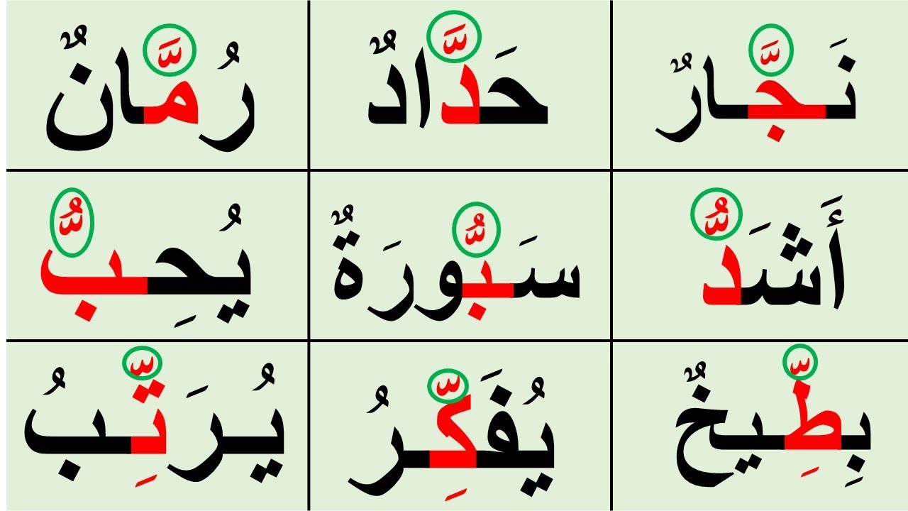 لنتعلم علامة الشدة بالفتحة والضمة والكسرة