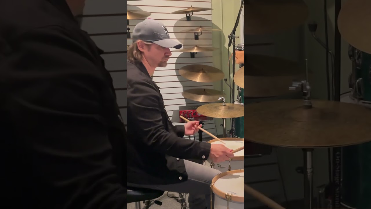 Trying out 16&rdquo; Agop Signature HH&rsquo;s at Good Hands Drum Shop in NYC #drummer #drums #agop