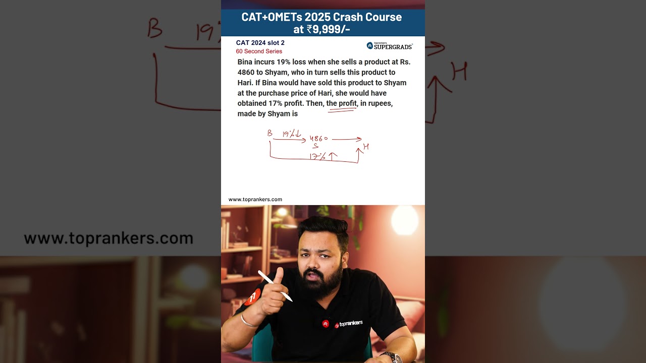CAT 2024 Slot-2 Question 5 Solved in 60 Seconds | Profit & Loss Quick Solution #cat2025