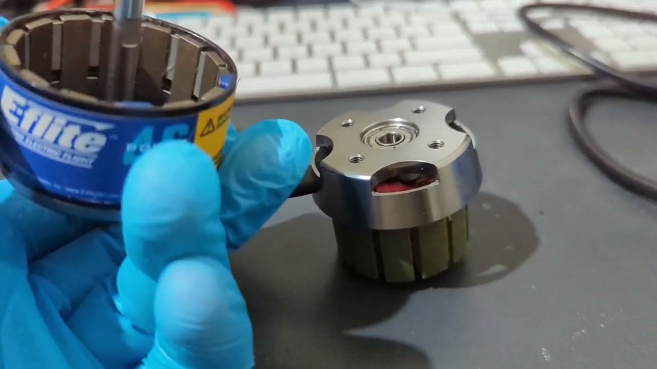 Disassembly of an EFlite Power 46 brushless motor after a crash
