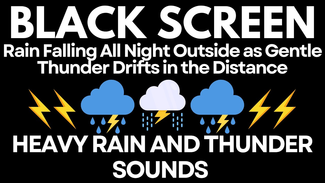 Rain Falling All Night Outside as Gentle Thunder Drifts in the Distance | No Ads