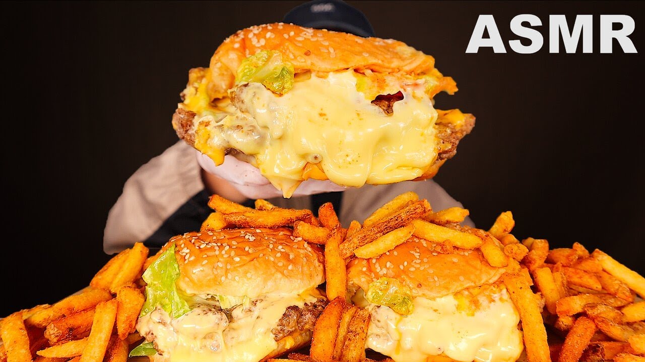 ASMR FIVE GUYS DOUBLE CHEESEBURGERS 🍔 + CAJUN FRIES 🍟 (Eating Sound) | MAR ASMR