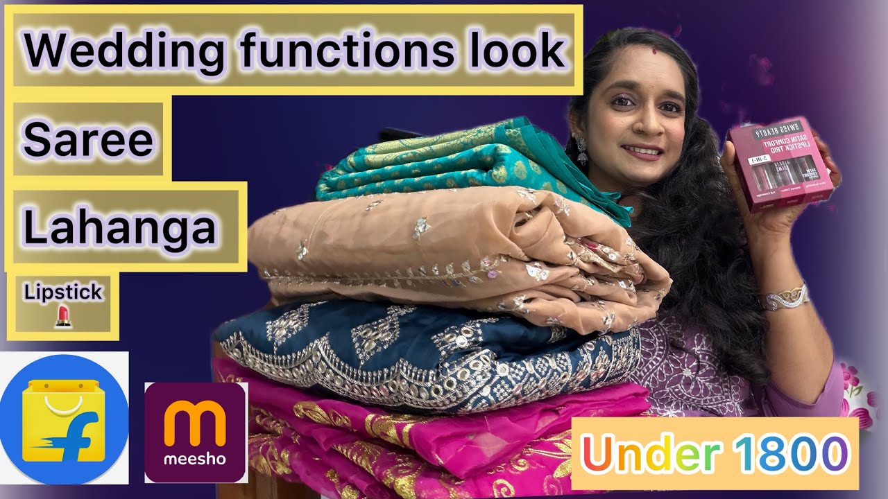 Flipkart &messho wedding function look lahanga & saree 🌷 lipstick honest review under 1800#messho