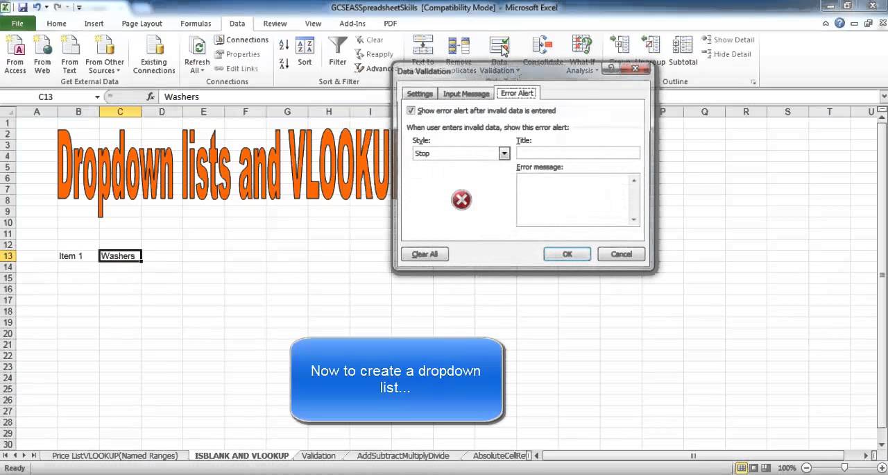 Dropdown Lists And VLOOKUP