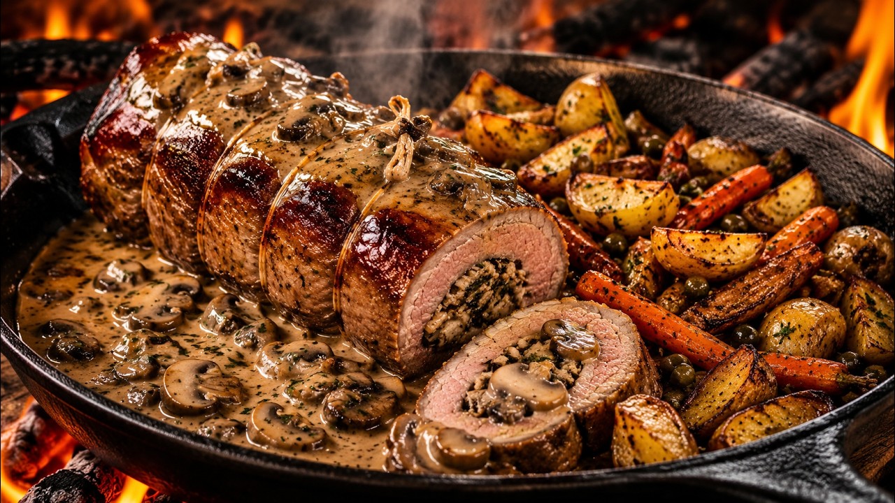 EPISCHES KALBSFILET GEFÜLLT. Outdoorcooking ASMR Style